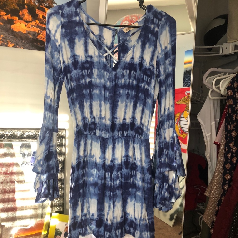 Blue and white patterned ROMPER